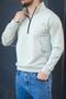 Manbarrac Two Thread Zipper Half Turtleneck Slim Fit Men's Sweatshirt - 2