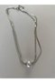 Italian Chain Double Model Pearl Ball Silver Steel Necklace 316L - 2
