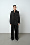 Women's Black Patterned Shiny Fabric Oversize Cut Shirt - 4