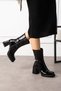 Women's Black Leather Thick Heeled Boots – Comfortable Orthopedic Model for Stylish Winter Casual Office Outfits - 2