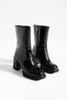 Women's Black Leather Thick Heeled Boots – Comfortable Orthopedic Model for Stylish Winter Casual Office Outfits - 6