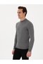 Gray Melange Slim Fit Quarter Collar Basic Knitwear Sweater 50296564-Vr086