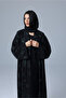 Open Front Green Flower Prints Abaya - 5