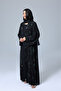 Open Front Green Flower Prints Abaya - 3