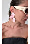 Pink Flower Shaped Large Earrings
