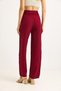 Women's Wide-Leg Pants with Side Stripes, Burgundy - 5