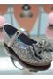 Girls' Character Shiny Silver Sequin Bow Detailed Ballerina Shoes
