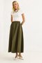 Elastic Waist Poplin Casual Long Skirt Mink - 2