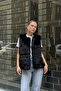 Faux Fur Sleeveless Shiny Vest Black - 2