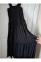 Dress with Gathered Bust and Waist, Lycra, A-Line, 95% Cotton, Long Strap - 4