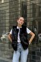 Faux Fur Sleeveless Shiny Vest Black - 5