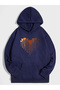 Unisex Navy Blue Eri̇yenkalp Printed Hooded Sweatshirt
