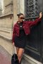 Women's Burgundy Double Pocket Denim Crop Jacket