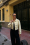 Women's Beige Double Pocket Denim Crop Jacket - 6