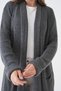 Women's Knitwear Fabric Double Pocket Design Shawl Collar Long Antresite Cardigan 5001 - 4