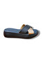 Genuine Leather Cross-Strapped High Sole Slippers - 2