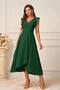 Flounce V-Neck Midi Length Crepe Dress - 2