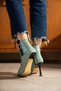 Holly Water Green Patent Leather 7 cm Heel Buckle Detail Boots Bottie - 3