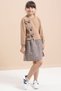 Brown Girl's Bow Detailed Plaid Skirt Dress 21534 - 4