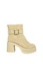 V726446602 Beige Suede Thick Heeled Women's Boots - 7