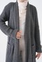 Women's Anthracite Knitwear Fabric Double Pocket Design Shawl Collar Long Hijab Clothing Cardigan 5001 - 5
