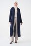 Women's Navy Blue Knitwear Fabric Double Pocket Design Shawl Collar Long Hijab Clothing Cardigan 5001 - 8