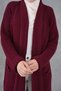 Burgundy Knitwear Fabric Double Pocket Shawl Collar Long Hijab Clothing Cardigan 5001 - 5