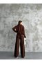 Women's Ribbed Knitwear Double Set Brown - 5