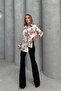 Women's Floral Patterned Linen Shirt Brown - 3