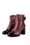 Fıdel Women's Genuine Leather Side Buckle Detailed Heeled Boots-Burgundy - 3