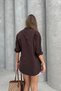 Women's Side Lace-Up Single Pocket Shirt Brown - 6