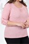 333102 Oval Neck Blouse Women's Plus Size Blouse Pink - 2