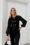 Women's Button-Detail Chiffon Sleeve Blouse Black - 2