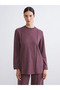 Lcw Modest Burgundy Crew Neck Women's Sweatshirt Tunic