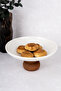 Porcelain Serving Dish with Wooden Legs, Cake Stand Cheese Plate, Fruit Plate, Pastry Display Stand - 4