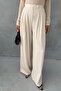 Beige Pleated Palazzo Trousers