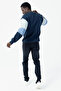 Men's Crew Neck Printed Sleeve Garnished 3-Thread Sweatshirt Navy Blue - 25K 5298 - 4
