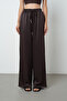 Women's Solid Color Lace-Up Detail Wide Leg Elastic Waist Trousers