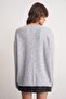 6953 Women's Oversize Wool Blend Premium Heart Embroidered Cardigan Gray - 7