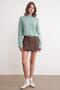 6854 Women's Stand Collar Whole Crop Knit Sweater Mint - 2