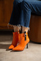 Holly Orange Patent Leather 7 cm Heel Boots with Buckle Detail Botti̇e - 2