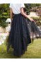 Fluffy Black Asymmetrical Luxury Tulle Skirt Graduation Prom Wedding Skirt - 3