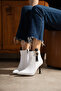 Holly White Patent Leather 7 cm Heel Boots with Buckle Detail Boots Botti̇e - 2