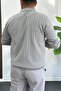 Men's Open Collar Regular Fit Sweater Gray Edw412 - 3