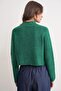 6855 Women's Stand Collar Braided Knit Sweater Green - 7