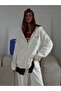 Women's Oversize Tracksuit Set Vision Printed White – Hooded Zipper Closure, Lace-Up Waist, Pipe Leg - 2