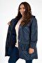 122255 Women's Plus Size Waterproof Raincoat Navy Blue - 3