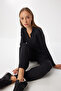 Comfortable Flexible Modal Top and Bottom Set Lby0008 Black - 2