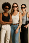 Women's 3-Pack Black-White-Grey Zero Sleeve Camisole Bodysuit-Crew Neck 100% Cotton Tank Top Blouse - 5