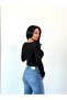 Boat Neck Long Sleeve Top-Black - 3